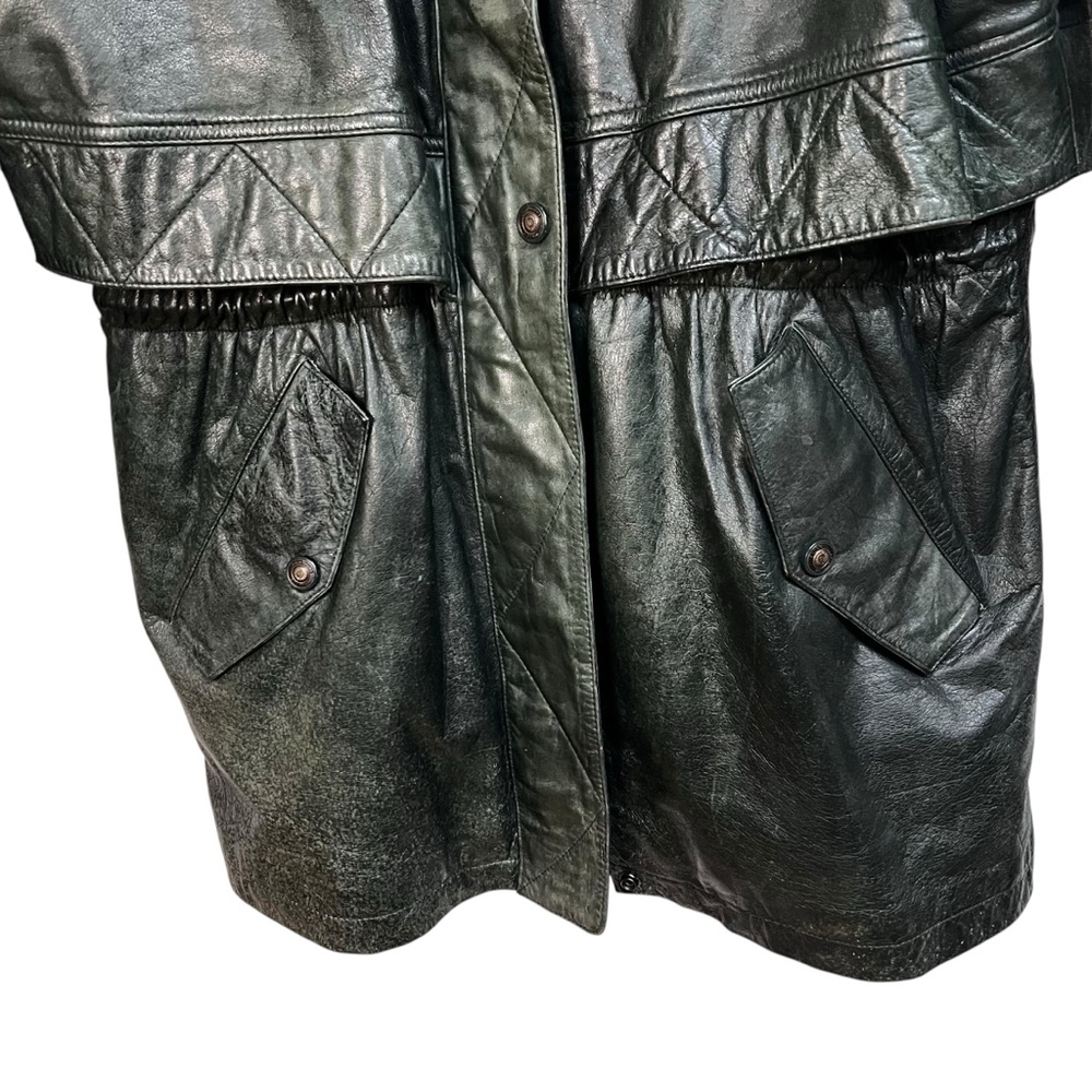 Vintage 1985 Wilsons Leather | Dark Green Parka Jacket | Men’s L (23” Chest) VTG - Picture 8 of 13